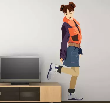 Young Casual Girl Wall Sticker - TenStickers