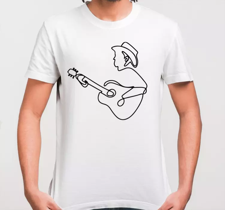Continuous line guitar player t-shirt - TenStickers