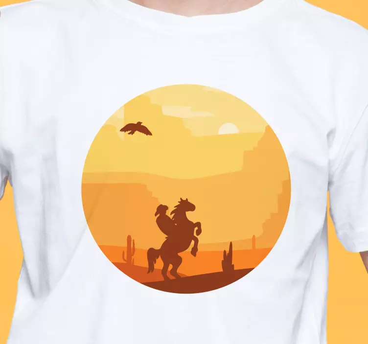 Cowboy landscape cute t-shirt - TenStickers