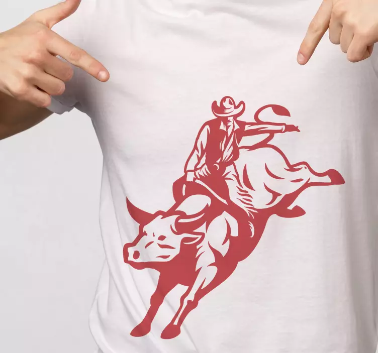 Cowboy riding a bull t-shirt - TenStickers