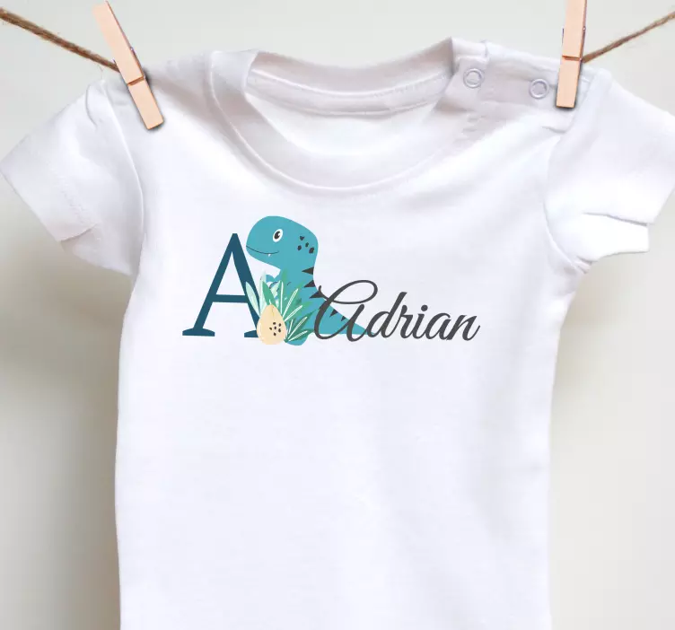 Cute animals dino with name Baby shirt - TenStickers