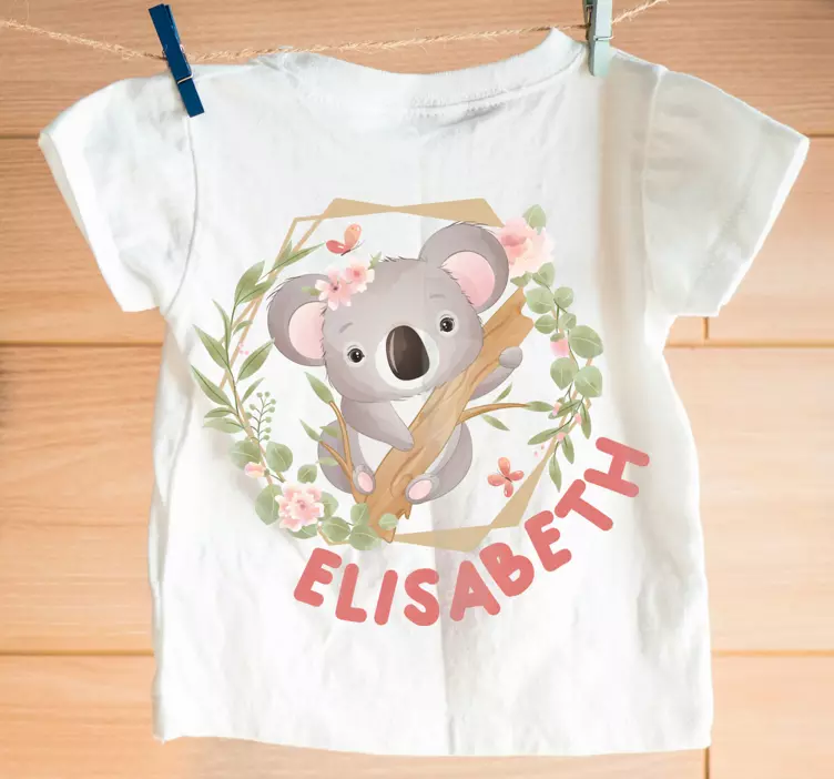 Cute animals koala with name  Baby shirt - TenStickers