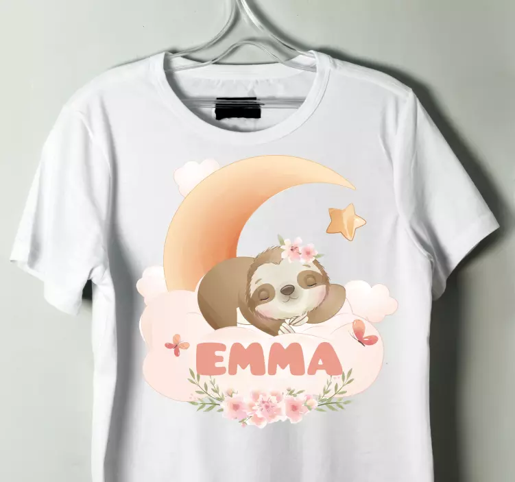 Cute animals sloth with name Baby shirt - TenStickers