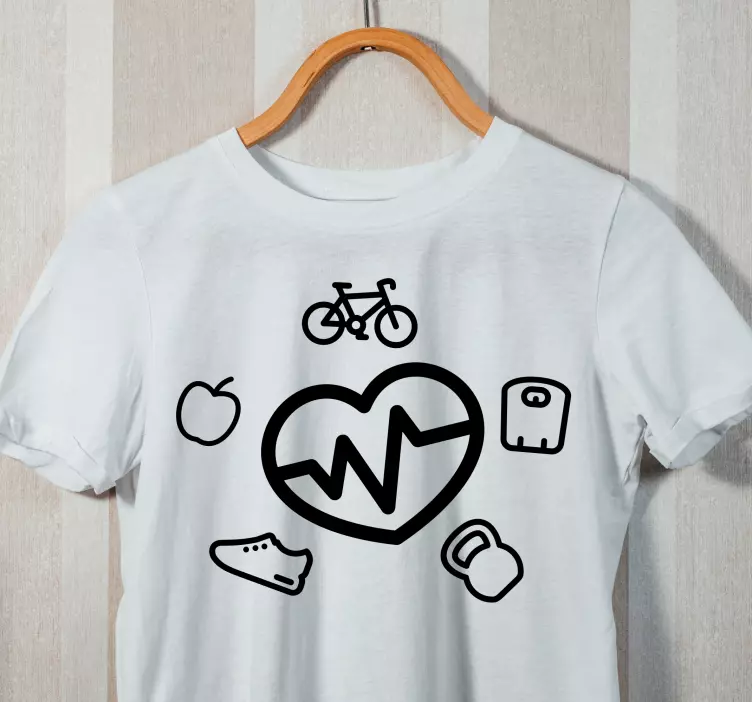Doodle health and fitness icons custom t-shirt - TenStickers