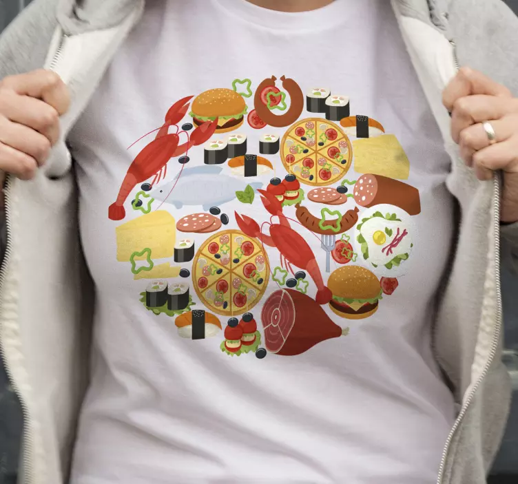 food icons in circle custom t-shirt - TenStickers
