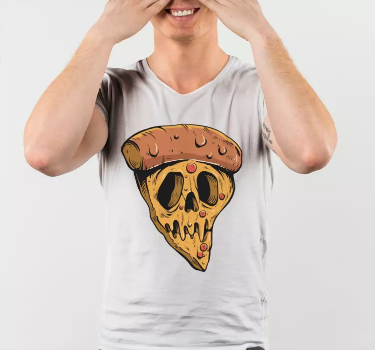 Pizza skull graffiti style custom t-shirt - TenStickers