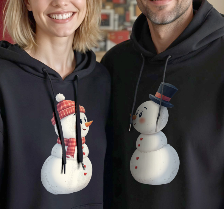 Snowman couple in love couple t-shirts - TenStickers