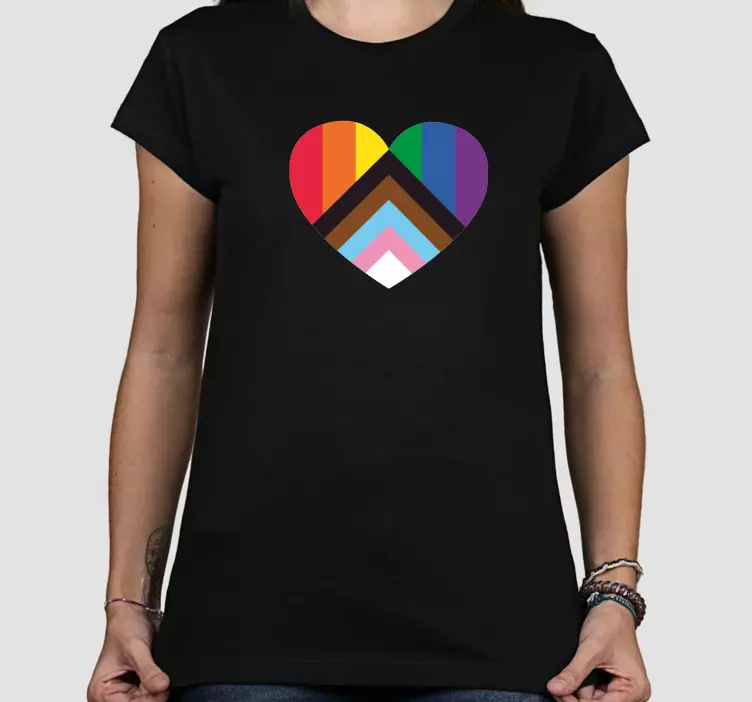 Updated pride flag in heart custom t-shirt - TenStickers