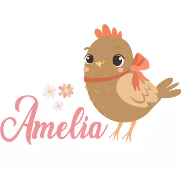 Baby t-shirt featuring a brown chick with name - TenStickers