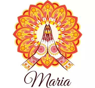 Red yellow mandala with name t-shirt - TenStickers