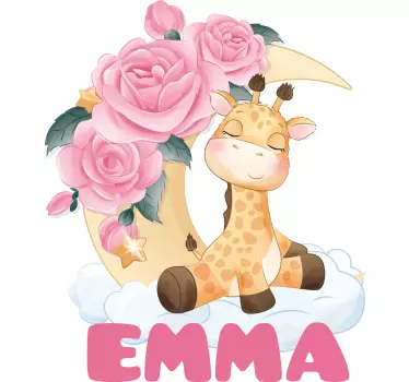 Cute animals giraffe with name Baby t-shirt - TenStickers