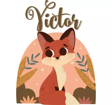 Cute fox for boy with name Baby t-shirt - TenStickers