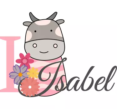 Cute animals cow with name Baby t-shirt - TenStickers