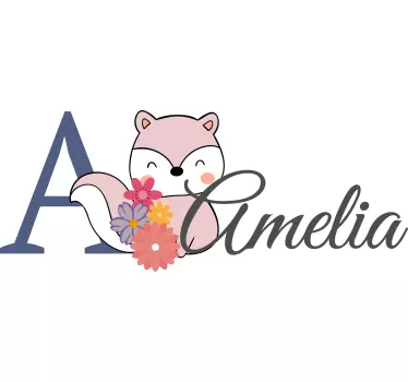 Baby t-shirt with floral initial fox design - TenStickers