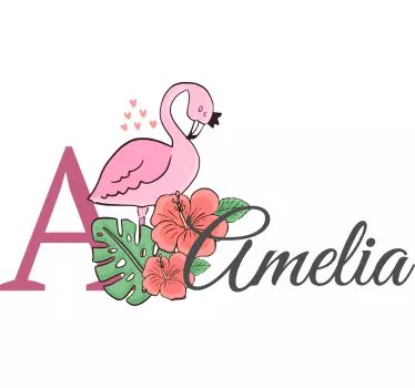Cute animals flamingo with name Baby t-shirt - TenStickers