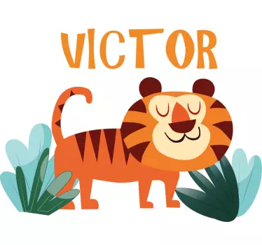 Cute tiger for boy with name Baby t-shirt - TenStickers