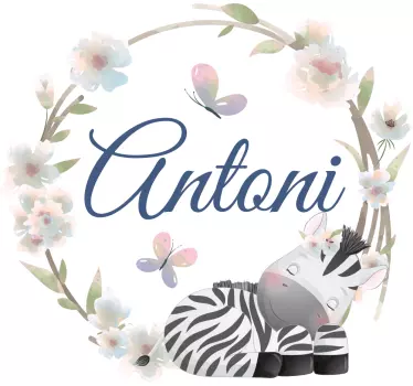 Baby t-shirt personalized zebra nursery design - TenStickers