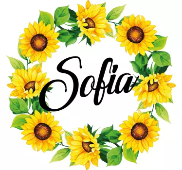 T-shirt with name sunflower name circle - TenStickers