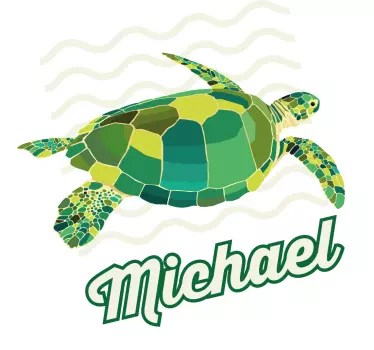 Green sea turtle illustration t-shirt - TenStickers