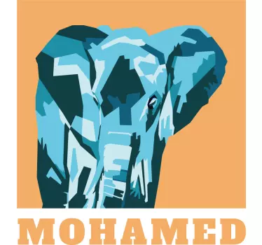 T-shirt with name colorful elephant portrait - TenStickers