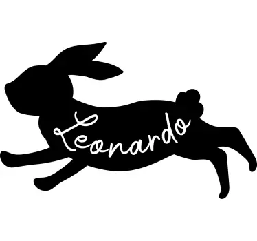 Running bunny with name t-shirt - TenStickers
