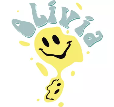 Happy yellow smiley t-shirt with name - TenStickers