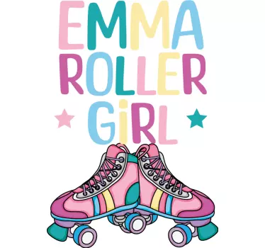 Roller girl T-shirt with personalised name - TenStickers