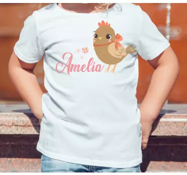 Baby t-shirt featuring a brown chick with name - TenStickers