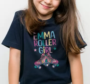 Roller girl T-shirt with personalised name - TenStickers