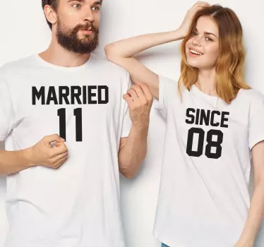 Customisable married since design matching shirts for couples - TenStickers
