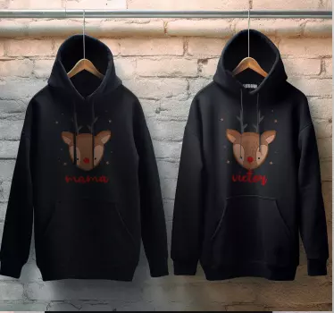 Customizable reindeer Christmas hoodie - TenStickers