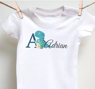Cute animals dino with name Baby t-shirt - TenStickers