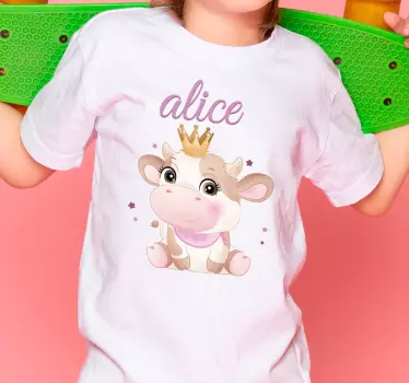 Cute cow for girl with name Baby t-shirt - TenStickers