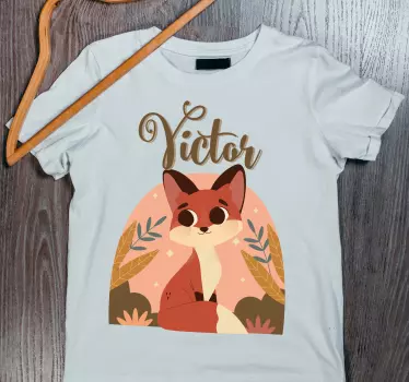 Cute fox for boy with name Baby t-shirt - TenStickers