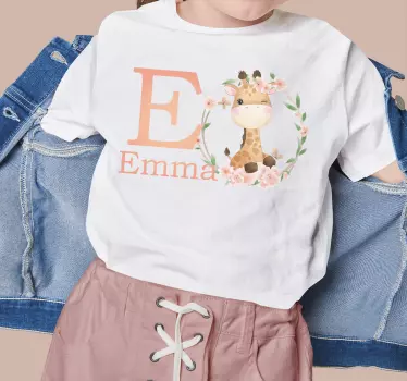 Cute giraffe for girl with name Baby t-shirt - TenStickers