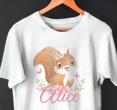 Cute squirrel for girl with name Baby t-shirt - TenStickers