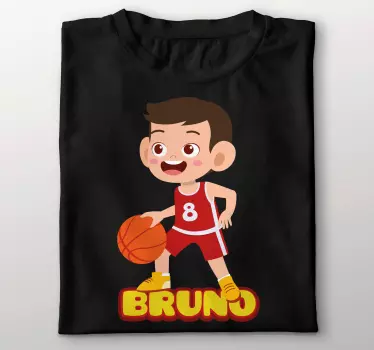 Excited young basketball player kids t-shirt - TenStickers
