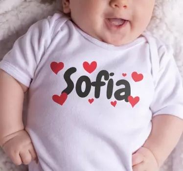 hearts with name baby shirt - TenStickers