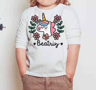 Kids t-shirt cute unicorn flowers design - TenStickers