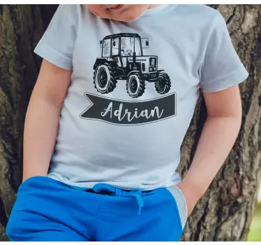 Kids t-shirt with personalized tractor name - TenStickers