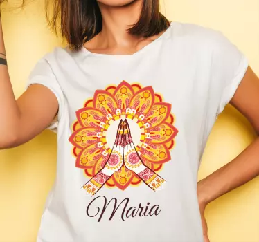 Red yellow mandala with name t-shirt - TenStickers