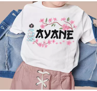 T-shirt with name cherry blossom kokeshi - TenStickers