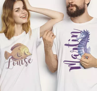 T-shirt with name cute fish design - TenStickers