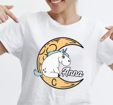 T-shirt with name cute unicorn moon design - TenStickers