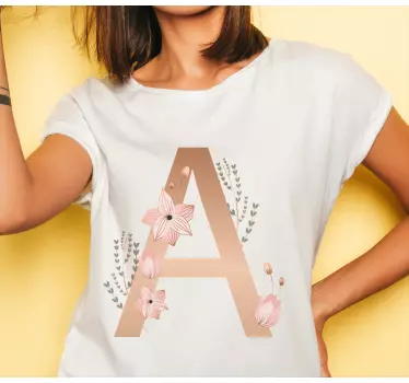 T-shirt with name floral initial a - TenStickers