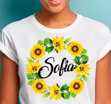 T-shirt with name sunflower name circle - TenStickers