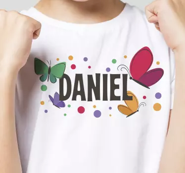 T-shirt with name vibrant butterfly design - TenStickers