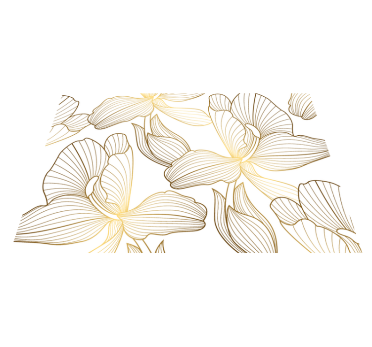 Golden flowers white vinyl rug - TenStickers