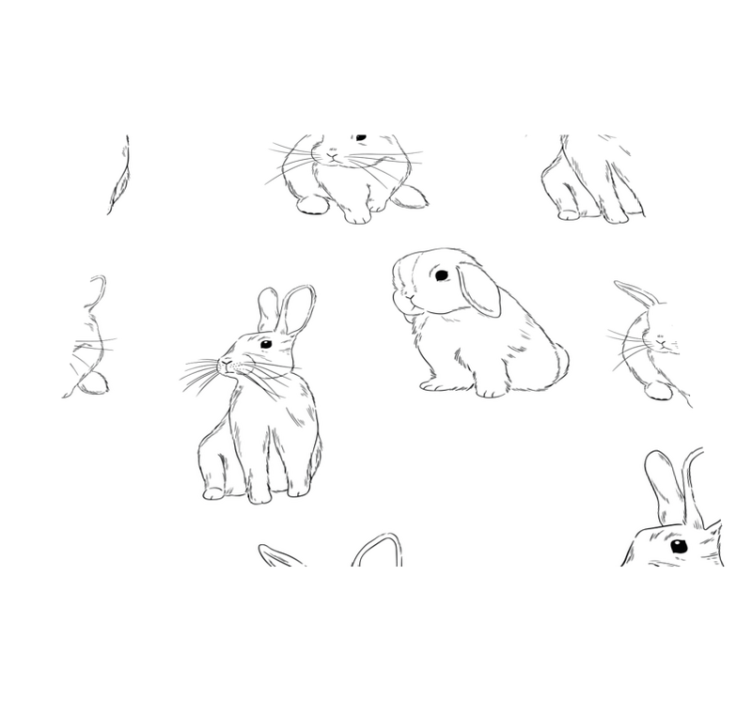 White bunnies white vinyl rug - TenStickers