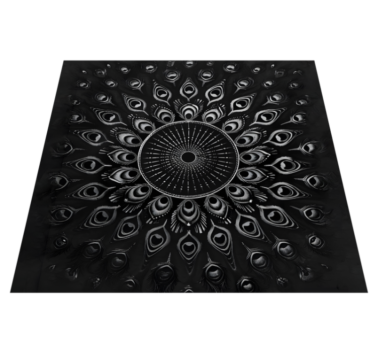 Peacock feathers black vinyl rug - TenStickers